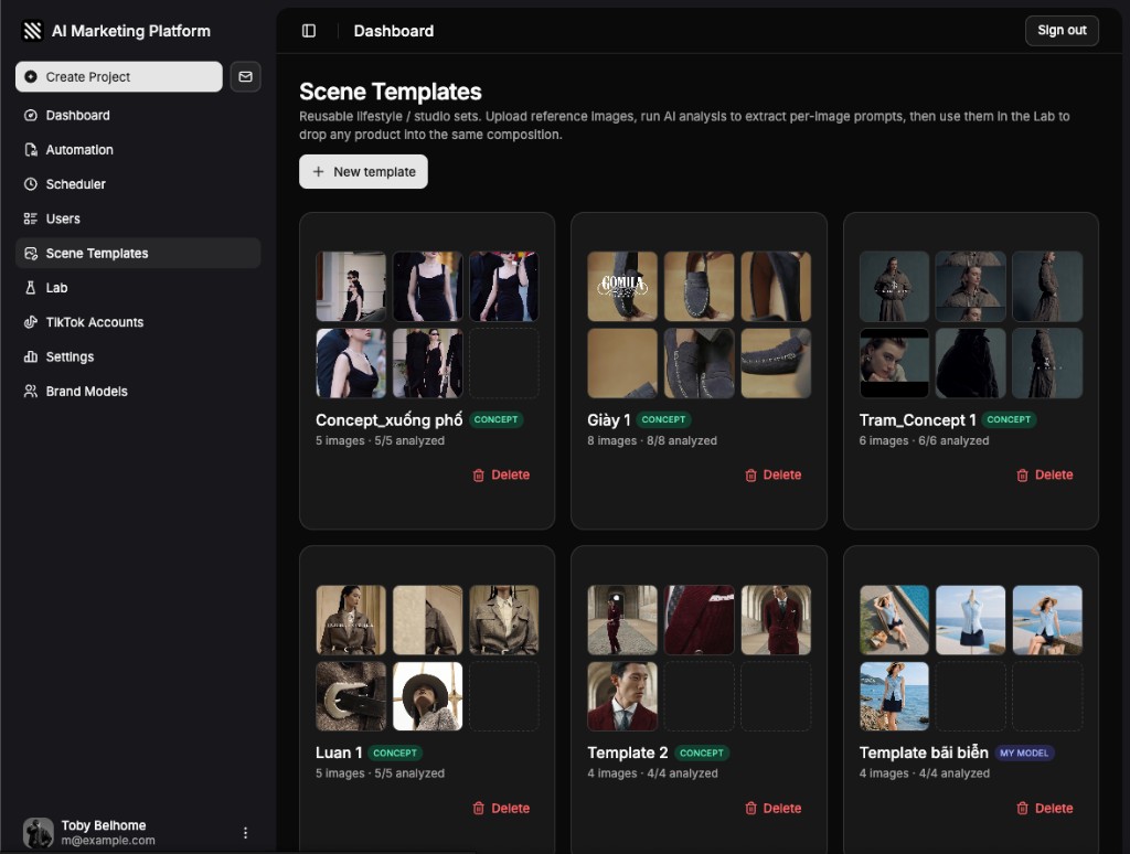 Content Production AI — AI Marketing Platform Scene Templates